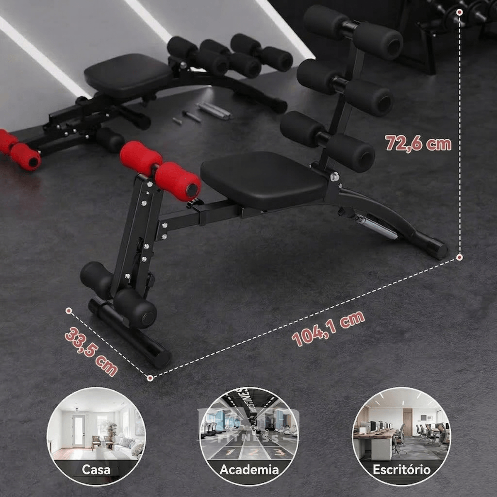 Banco Abdominal Compacto 4 em 1 para Core, Pernas e Cardio - Preto Vermelho - Imagem 8