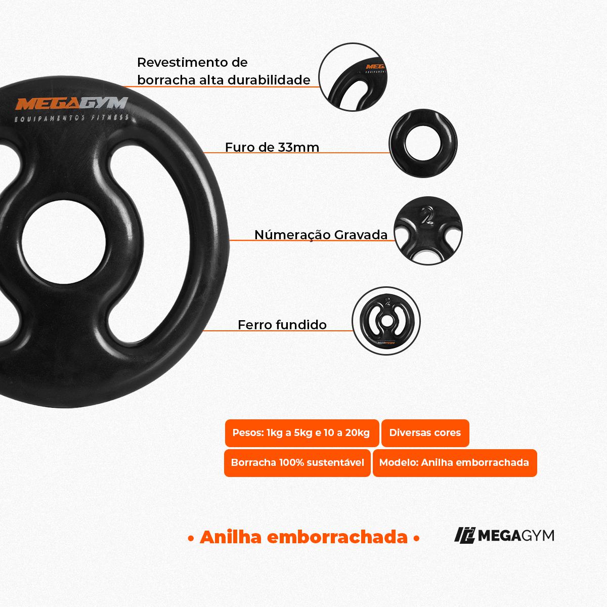 Kit Barras De Musculação + 40Kg De Anilhas + Suportes - Imagem 8