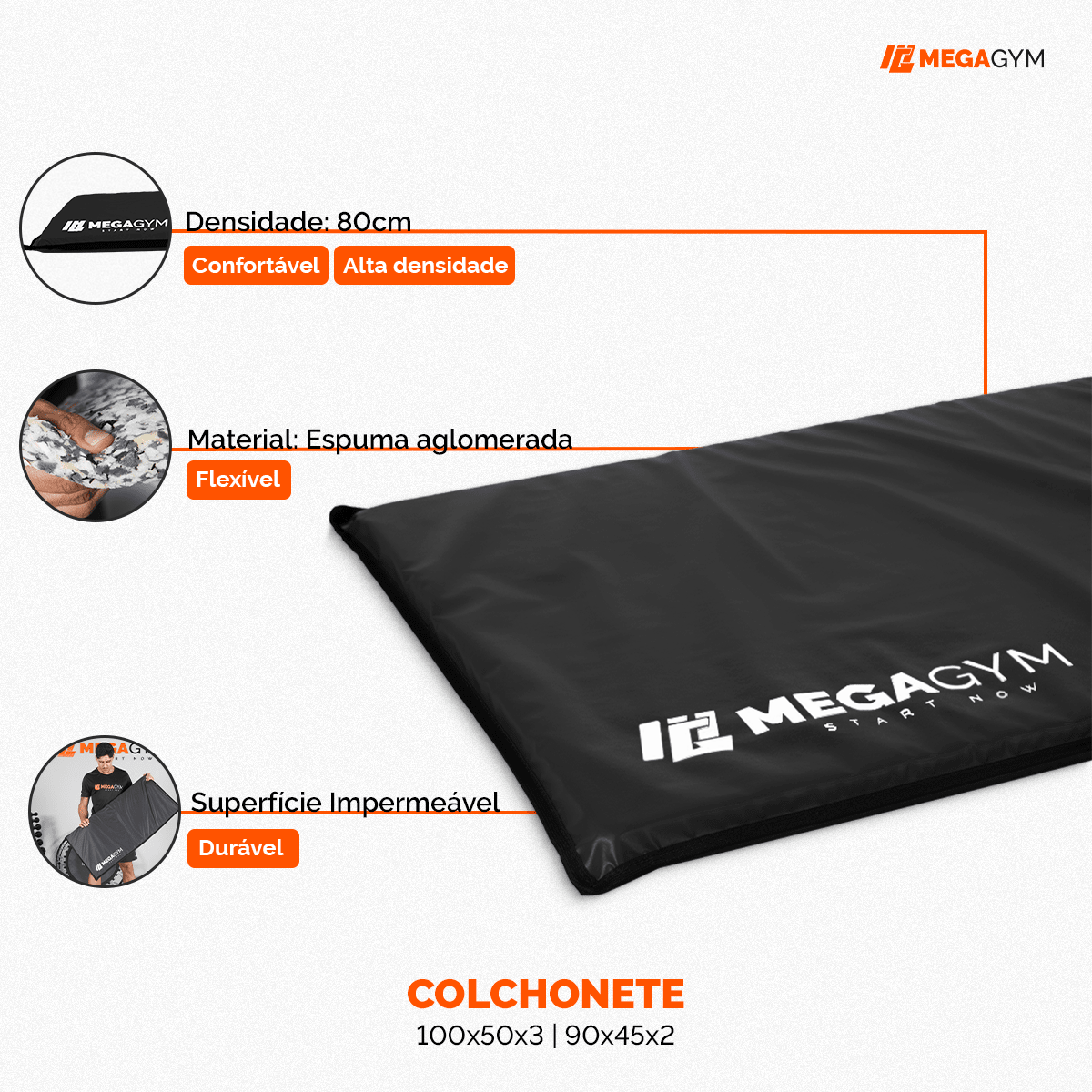 Colchonete De Academia 100x50x3 Para Treino Pilates Funcional - Imagem 4
