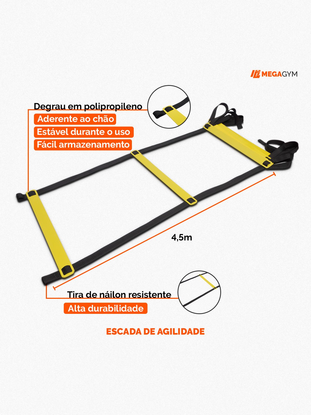 Escada De Agilidade Com Degraus Ajustáveis Para Treino Funcional - Imagem 3