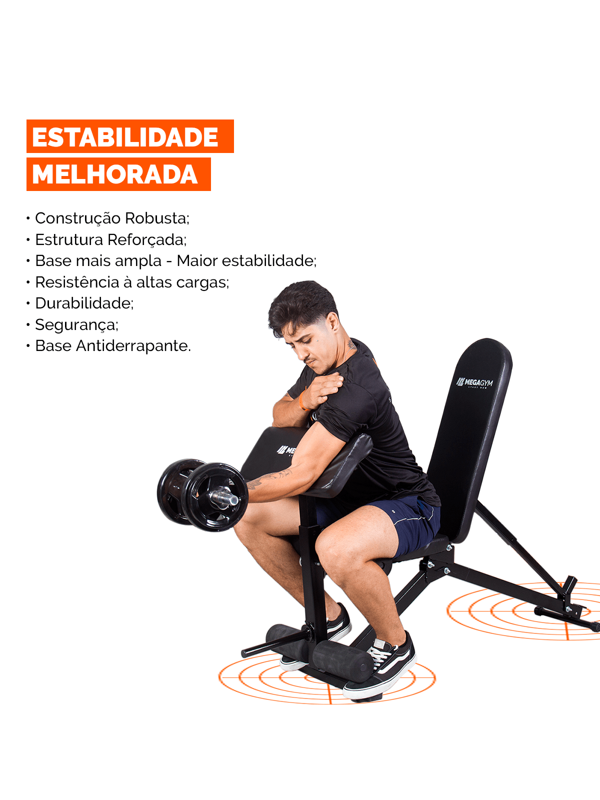 Banco 10x1 P/ Supino Com Rosca Scott Cadeira Extensora Laranja - Imagem 10
