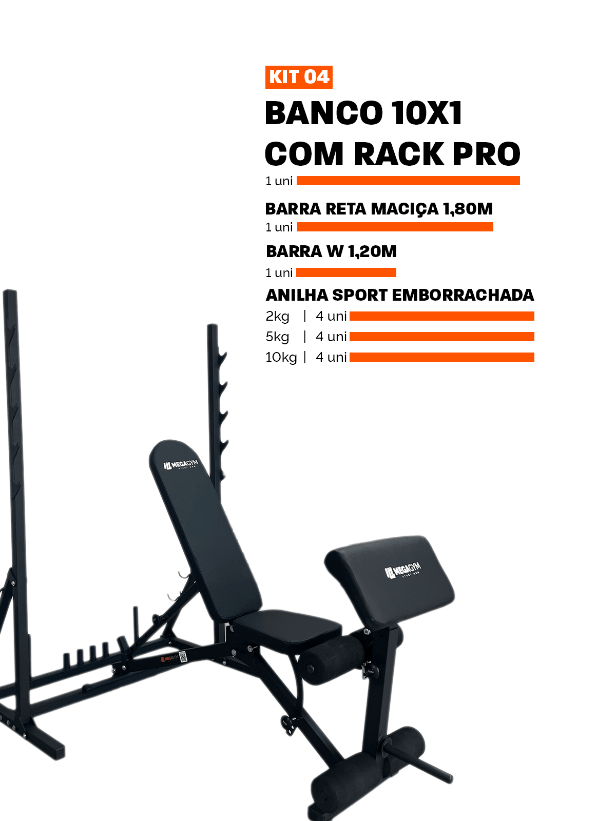 Banco Regulável 10x1 com Cadeira Extensora + Scott + Rack Agachamento - Imagem 20