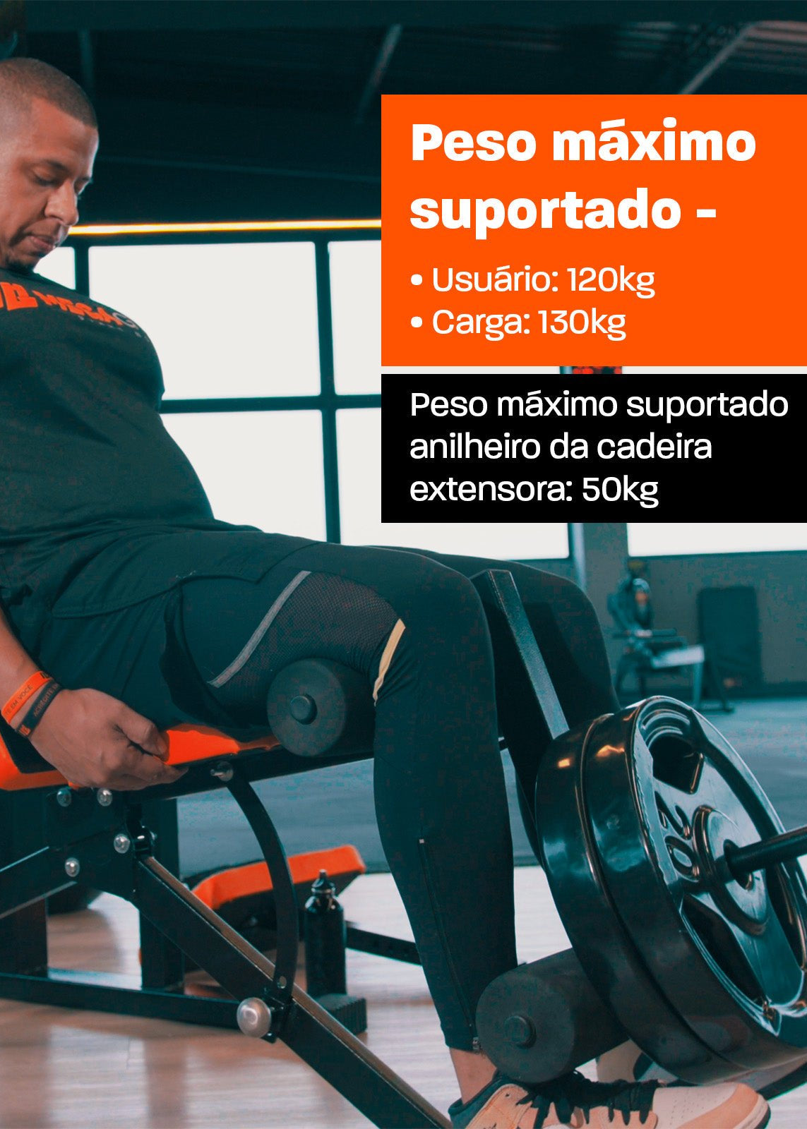 Banco 10x1 P/ Supino Com Rosca Scott Cadeira Extensora Laranja - Imagem 5