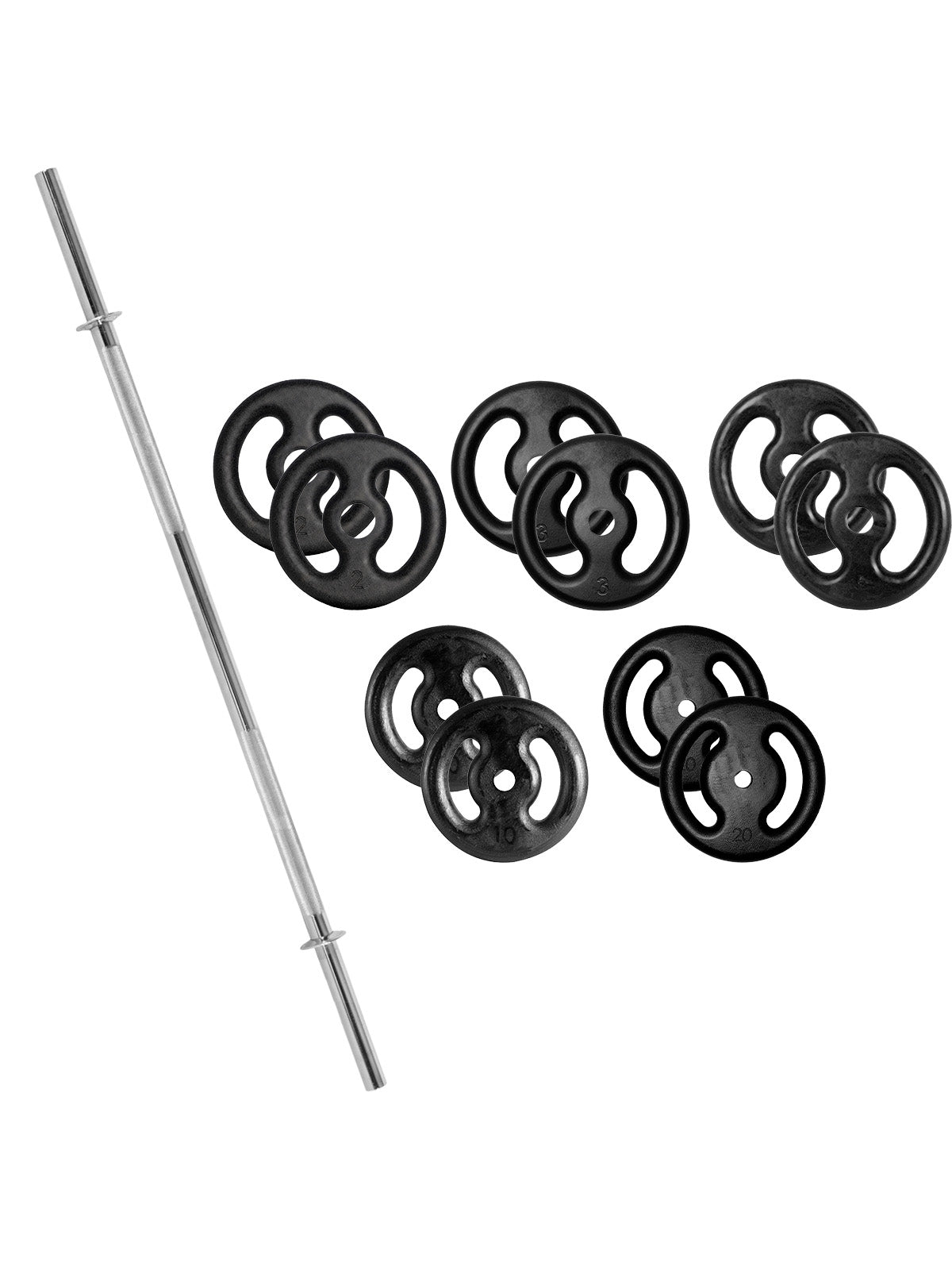 Kit Barra Reta Maciça + 80Kg De Anilhas - Imagem 15