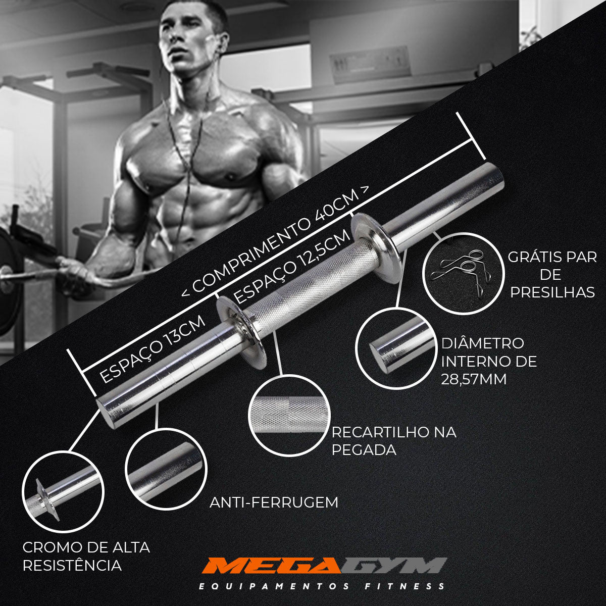 Kit Treino Com Par Halteres Barra 40cm + 24kg Anilhas Sport Emborrachadas - Imagem 4