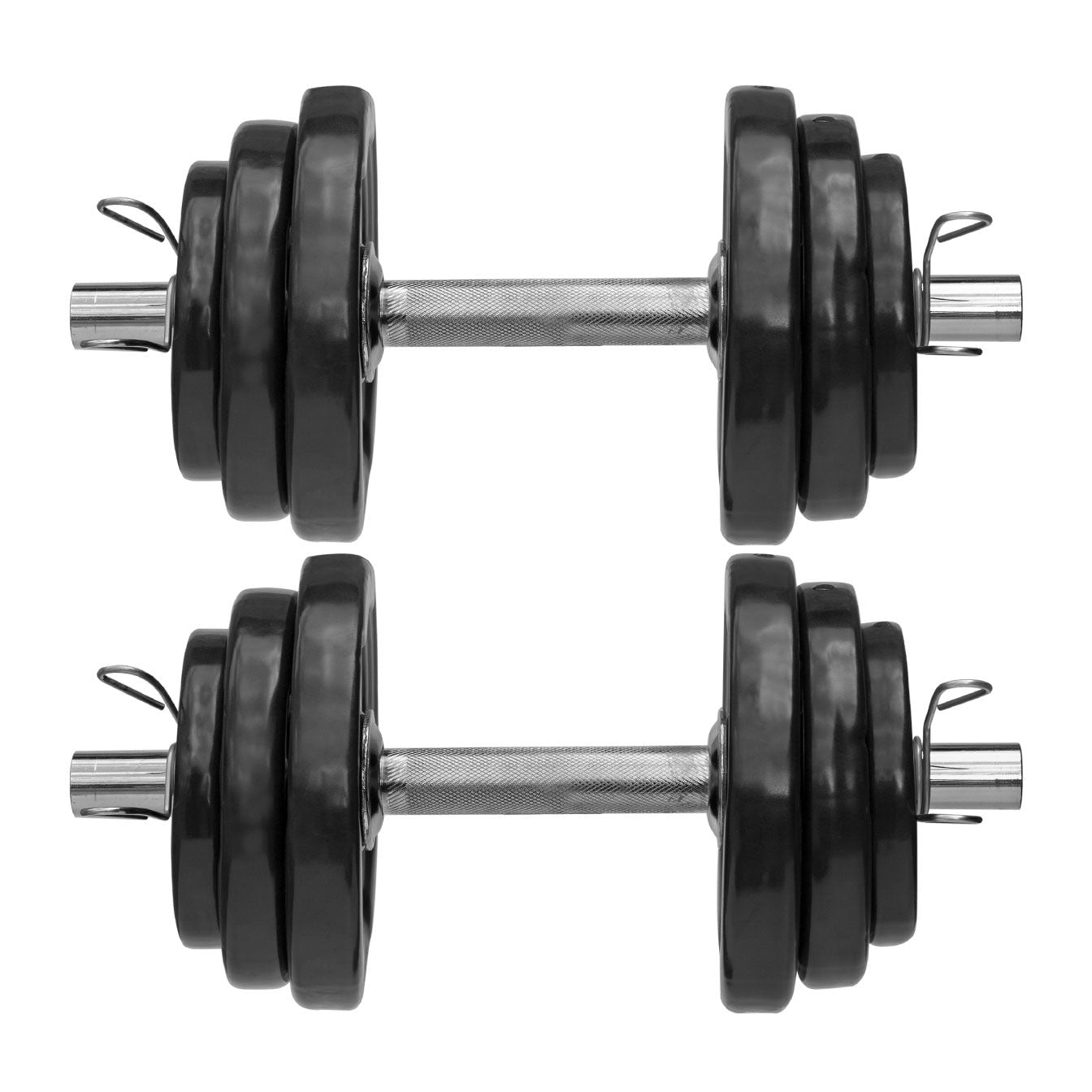 Kit Treino Com Par Halteres Barra 40cm + 24kg Anilhas Sport Emborrachadas - Imagem 1